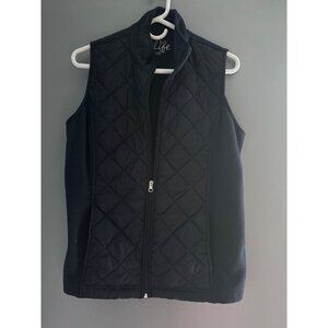 Made for Life Women’s Sleeveless Vest Navy Size PL Zip Front Lightweight y2k